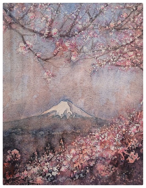 Isao Sugiyama - Cherry blossom and Mt Fuji.jpeg